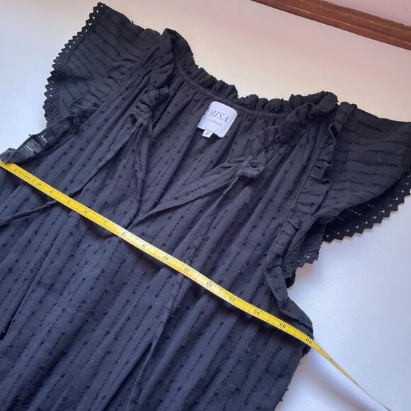 MISA Los Angeles "Lilian" Black Tiered Ruffle Mini Dress SZ M 100% Cotton - Picture 8 of 12